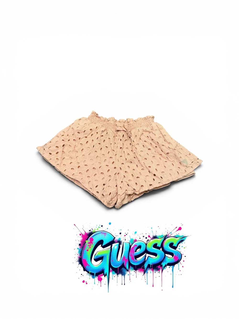 Guess Eyelet Flutter Shorts - Peach short with pockets